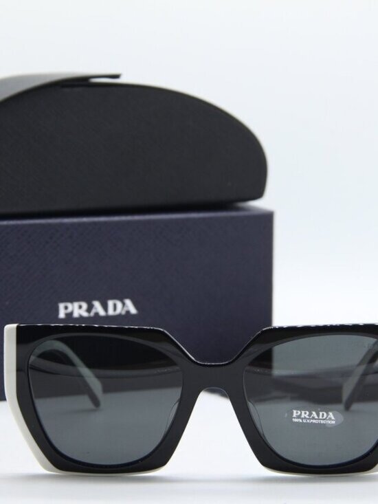 Prada PR15WS 09Q5S0 Square Sunglasses – Black/Talc\\Dark Grey main image 7